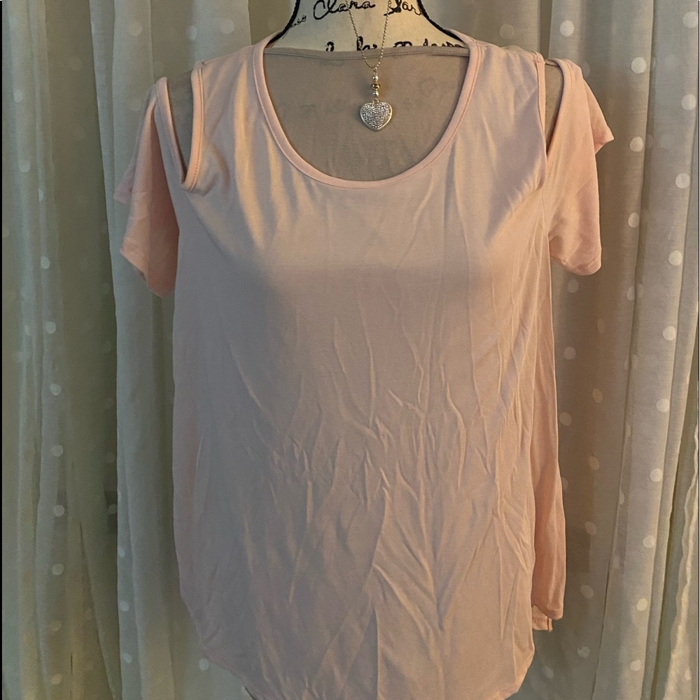 Amelia James Pink Cold Shoulder Womens Top